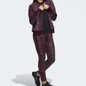 adidas Burgundy Leopard Tracksuit